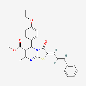 molecular formula C26H24N2O4S B5384900 methyl (2Z)-5-(4-ethoxyphenyl)-7-methyl-3-oxo-2-[(E)-3-phenylprop-2-enylidene]-5H-[1,3]thiazolo[3,2-a]pyrimidine-6-carboxylate 