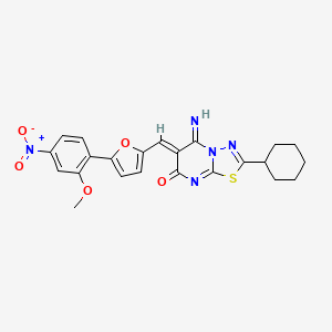 molecular formula C23H21N5O5S B5384911 (6Z)-2-cyclohexyl-5-imino-6-{[5-(2-methoxy-4-nitrophenyl)furan-2-yl]methylidene}-5,6-dihydro-7H-[1,3,4]thiadiazolo[3,2-a]pyrimidin-7-one 