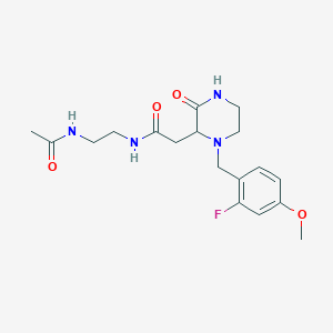 molecular formula C18H25FN4O4 B5384942 N-[2-(acetylamino)ethyl]-2-[1-(2-fluoro-4-methoxybenzyl)-3-oxo-2-piperazinyl]acetamide 