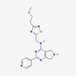 molecular formula C17H19N7O2 B5384951 N-{[3-(2-methoxyethyl)-1,2,4-oxadiazol-5-yl]methyl}-2-(4-pyridinyl)-6,7-dihydro-5H-pyrrolo[3,4-d]pyrimidin-4-amine 