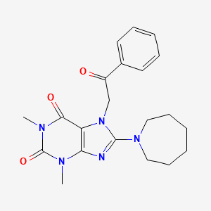 molecular formula C21H25N5O3 B5384953 8-azepan-1-yl-1,3-dimethyl-7-(2-oxo-2-phenylethyl)-3,7-dihydro-1H-purine-2,6-dione CAS No. 476481-36-4