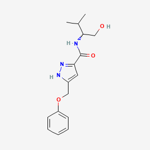 molecular formula C16H21N3O3 B5385004 N-[(1R)-1-(hydroxymethyl)-2-methylpropyl]-5-(phenoxymethyl)-1H-pyrazole-3-carboxamide 