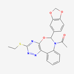 molecular formula C21H18N4O4S B5385072 7-acetyl-6-(1,3-benzodioxol-5-yl)-3-(ethylthio)-6,7-dihydro[1,2,4]triazino[5,6-d][3,1]benzoxazepine 