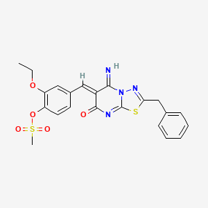 molecular formula C22H20N4O5S2 B5385190 [4-[(Z)-(2-benzyl-5-imino-7-oxo-[1,3,4]thiadiazolo[3,2-a]pyrimidin-6-ylidene)methyl]-2-ethoxyphenyl] methanesulfonate 