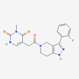 5-[2-[3-(2-fluorophenyl)-1,4,6,7-tetrahydropyrazolo[4,3-c]pyridin-5-yl]-2-oxoethyl]-3-methyl-1H-pyrimidine-2,4-dione