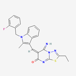 (6E)-2-ethyl-6-[[1-[(2-fluorophenyl)methyl]-2-methylindol-3-yl]methylidene]-5-imino-[1,3,4]thiadiazolo[3,2-a]pyrimidin-7-one