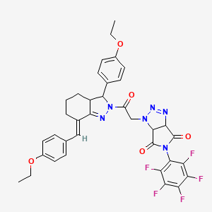 molecular formula C36H31F5N6O5 B5385231 1-{2-[(7E)-7-(4-ethoxybenzylidene)-3-(4-ethoxyphenyl)-3,3a,4,5,6,7-hexahydro-2H-indazol-2-yl]-2-oxoethyl}-5-(pentafluorophenyl)-3a,6a-dihydropyrrolo[3,4-d][1,2,3]triazole-4,6(1H,5H)-dione 