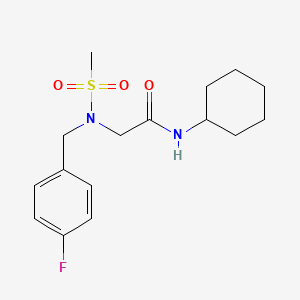 molecular formula C16H23FN2O3S B5385237 N-CYCLOHEXYL-2-{N-[(4-FLUOROPHENYL)METHYL]METHANESULFONAMIDO}ACETAMIDE 