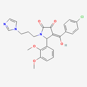 molecular formula C25H24ClN3O5 B5385268 4-(4-chlorobenzoyl)-5-(2,3-dimethoxyphenyl)-3-hydroxy-1-[3-(1H-imidazol-1-yl)propyl]-2,5-dihydro-1H-pyrrol-2-one 