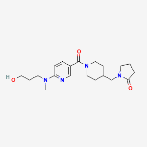 molecular formula C20H30N4O3 B5385295 1-{[1-({6-[(3-hydroxypropyl)(methyl)amino]pyridin-3-yl}carbonyl)piperidin-4-yl]methyl}pyrrolidin-2-one 