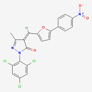 molecular formula C21H12Cl3N3O4 B5385363 5-methyl-4-{[5-(4-nitrophenyl)-2-furyl]methylene}-2-(2,4,6-trichlorophenyl)-2,4-dihydro-3H-pyrazol-3-one 