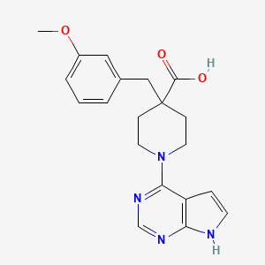 4-(3-methoxybenzyl)-1-(7H-pyrrolo[2,3-d]pyrimidin-4-yl)piperidine-4-carboxylic acid