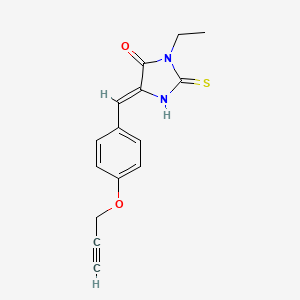 molecular formula C15H14N2O2S B5385457 (5Z)-3-ETHYL-5-{[4-(PROP-2-YN-1-YLOXY)PHENYL]METHYLIDENE}-2-SULFANYLIDENEIMIDAZOLIDIN-4-ONE 