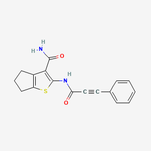 molecular formula C17H14N2O2S B5385721 2-[(3-phenyl-2-propynoyl)amino]-5,6-dihydro-4H-cyclopenta[b]thiophene-3-carboxamide 