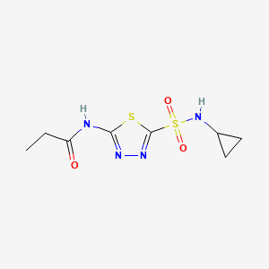 molecular formula C8H12N4O3S2 B5385817 N-{5-[(cyclopropylamino)sulfonyl]-1,3,4-thiadiazol-2-yl}propanamide 