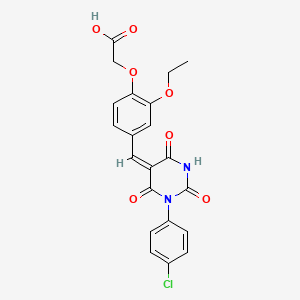 2-[4-[(E)-[1-(4-chlorophenyl)-2,4,6-trioxo-1,3-diazinan-5-ylidene]methyl]-2-ethoxyphenoxy]acetic acid