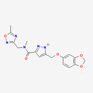 5-[(1,3-benzodioxol-5-yloxy)methyl]-N-methyl-N-[(5-methyl-1,2,4-oxadiazol-3-yl)methyl]-1H-pyrazole-3-carboxamide