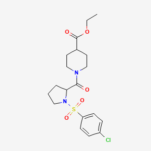 molecular formula C19H25ClN2O5S B5385993 ethyl 1-{1-[(4-chlorophenyl)sulfonyl]prolyl}piperidine-4-carboxylate 