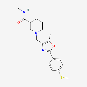 molecular formula C19H25N3O2S B5386073 N-methyl-1-({5-methyl-2-[4-(methylthio)phenyl]-1,3-oxazol-4-yl}methyl)piperidine-3-carboxamide 