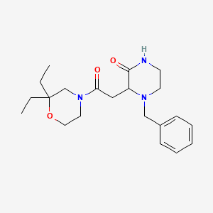 molecular formula C21H31N3O3 B5386086 4-benzyl-3-[2-(2,2-diethyl-4-morpholinyl)-2-oxoethyl]-2-piperazinone 