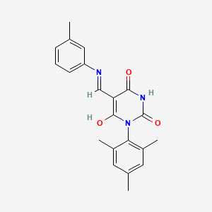 molecular formula C21H21N3O3 B5386131 (5E)-5-{[(3-METHYLPHENYL)AMINO]METHYLIDENE}-1-(2,4,6-TRIMETHYLPHENYL)-1,3-DIAZINANE-2,4,6-TRIONE 