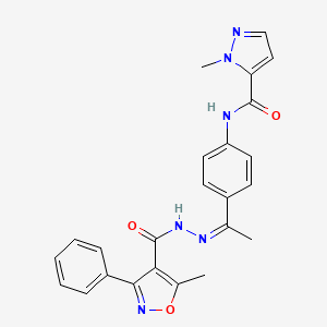 1-methyl-N-(4-{N-[(5-methyl-3-phenyl-4-isoxazolyl)carbonyl]ethanehydrazonoyl}phenyl)-1H-pyrazole-5-carboxamide