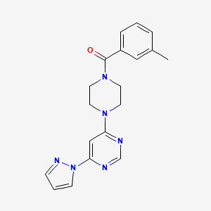 molecular formula C19H20N6O B5386211 4-[4-(3-methylbenzoyl)-1-piperazinyl]-6-(1H-pyrazol-1-yl)pyrimidine 