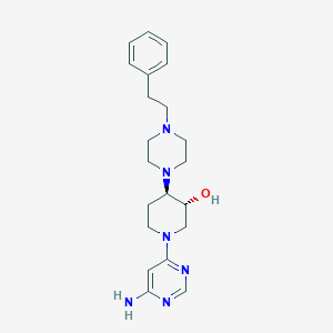 molecular formula C21H30N6O B5386287 (3R,4R)-1-(6-aminopyrimidin-4-yl)-4-[4-(2-phenylethyl)piperazin-1-yl]piperidin-3-ol 