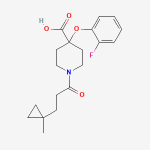 molecular formula C19H24FNO4 B5386310 4-(2-fluorophenoxy)-1-[3-(1-methylcyclopropyl)propanoyl]piperidine-4-carboxylic acid 