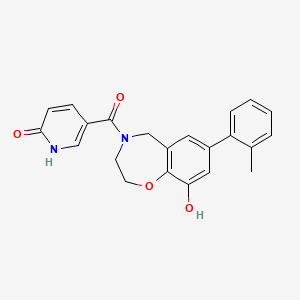 molecular formula C22H20N2O4 B5386321 5-{[9-hydroxy-7-(2-methylphenyl)-2,3-dihydro-1,4-benzoxazepin-4(5H)-yl]carbonyl}pyridin-2(1H)-one 