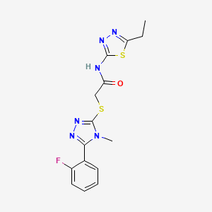 molecular formula C15H15FN6OS2 B5386367 N-(5-ethyl-1,3,4-thiadiazol-2-yl)-2-{[5-(2-fluorophenyl)-4-methyl-4H-1,2,4-triazol-3-yl]thio}acetamide 