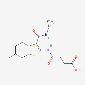 molecular formula C17H22N2O4S B5386409 4-{[3-(Cyclopropylcarbamoyl)-6-methyl-4,5,6,7-tetrahydro-1-benzothiophen-2-yl]amino}-4-oxobutanoic acid 