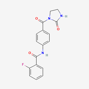 molecular formula C17H14FN3O3 B5386431 2-fluoro-N-{4-[(2-oxo-1-imidazolidinyl)carbonyl]phenyl}benzamide 