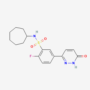 molecular formula C17H20FN3O3S B5386483 N-cycloheptyl-2-fluoro-5-(6-oxo-1,6-dihydro-3-pyridazinyl)benzenesulfonamide 