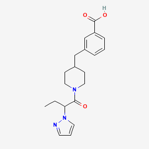 molecular formula C20H25N3O3 B5386510 3-({1-[2-(1H-pyrazol-1-yl)butanoyl]-4-piperidinyl}methyl)benzoic acid 