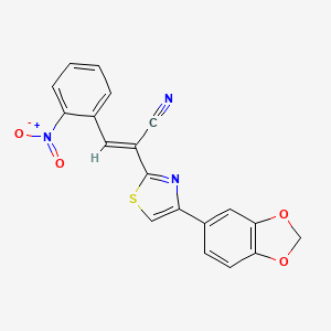 molecular formula C19H11N3O4S B5386513 (E)-2-[4-(1,3-benzodioxol-5-yl)-1,3-thiazol-2-yl]-3-(2-nitrophenyl)prop-2-enenitrile 