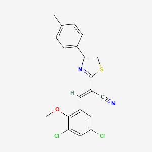 (E)-3-(3,5-dichloro-2-methoxyphenyl)-2-[4-(4-methylphenyl)-1,3-thiazol-2-yl]prop-2-enenitrile