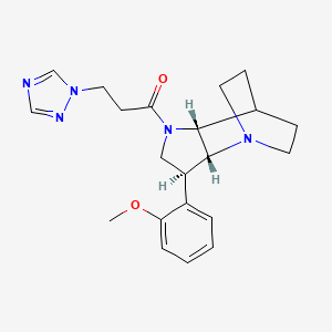 molecular formula C21H27N5O2 B5386573 (2R*,3S*,6R*)-3-(2-methoxyphenyl)-5-[3-(1H-1,2,4-triazol-1-yl)propanoyl]-1,5-diazatricyclo[5.2.2.0~2,6~]undecane 