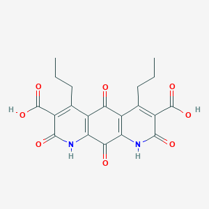 molecular formula C20H18N2O8 B053866 1,2,5,8,9,10-Hexahydro-2,5,8,10-tetraoxo-4,6-dipropylpyrido[3,2-g]quinoline-3,7-dicarboxylic acid CAS No. 119623-84-6