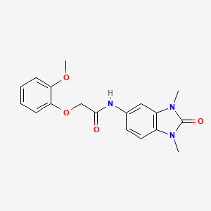 molecular formula C18H19N3O4 B5386660 N-(1,3-dimethyl-2-oxo-2,3-dihydro-1H-benzimidazol-5-yl)-2-(2-methoxyphenoxy)acetamide 