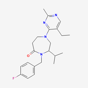 molecular formula C22H29FN4O B5386729 1-(5-ethyl-2-methyl-4-pyrimidinyl)-4-(4-fluorobenzyl)-3-isopropyl-1,4-diazepan-5-one 