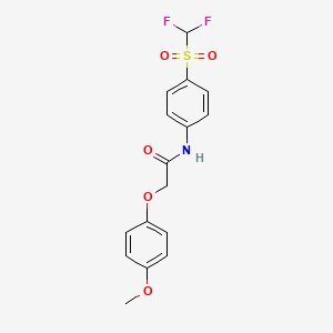 molecular formula C16H15F2NO5S B5386750 N-{4-[(difluoromethyl)sulfonyl]phenyl}-2-(4-methoxyphenoxy)acetamide 