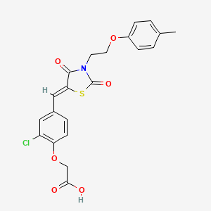 molecular formula C21H18ClNO6S B5386751 [2-chloro-4-({3-[2-(4-methylphenoxy)ethyl]-2,4-dioxo-1,3-thiazolidin-5-ylidene}methyl)phenoxy]acetic acid 