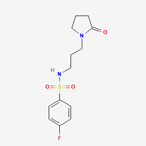 molecular formula C13H17FN2O3S B5386769 4-fluoro-N-[3-(2-oxopyrrolidin-1-yl)propyl]benzenesulfonamide 