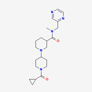 molecular formula C21H31N5O2 B5386868 1'-(cyclopropylcarbonyl)-N-methyl-N-(pyrazin-2-ylmethyl)-1,4'-bipiperidine-3-carboxamide 