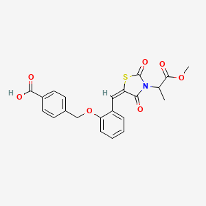 molecular formula C22H19NO7S B5386912 4-[(2-{(E)-[3-(1-methoxy-1-oxopropan-2-yl)-2,4-dioxo-1,3-thiazolidin-5-ylidene]methyl}phenoxy)methyl]benzoic acid 