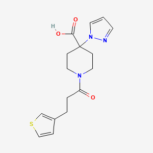 4-(1H-pyrazol-1-yl)-1-[3-(3-thienyl)propanoyl]piperidine-4-carboxylic acid