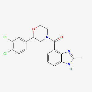 molecular formula C19H17Cl2N3O2 B5386964 4-{[2-(3,4-dichlorophenyl)morpholin-4-yl]carbonyl}-2-methyl-1H-benzimidazole 