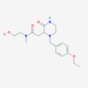 molecular formula C18H27N3O4 B5387130 2-[1-(4-ethoxybenzyl)-3-oxo-2-piperazinyl]-N-(2-hydroxyethyl)-N-methylacetamide 