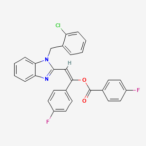 [(E)-2-[1-[(2-chlorophenyl)methyl]benzimidazol-2-yl]-1-(4-fluorophenyl)ethenyl] 4-fluorobenzoate